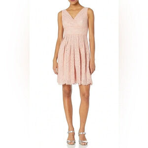 Adrianna Papell | Lace blush pink fit & flare sleeveless dress Women’s size 2
